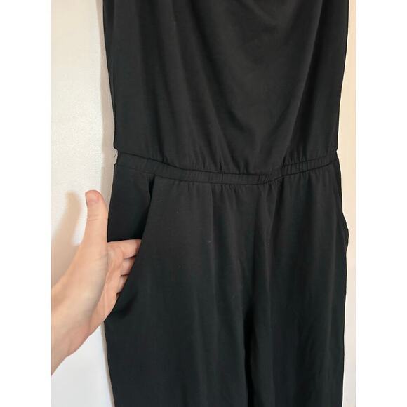 Garnet Hill Black Jersey Lounge Style Jumpsuit Women’s 8 Minimalist Neutral Chic - Picture 6 of 9
